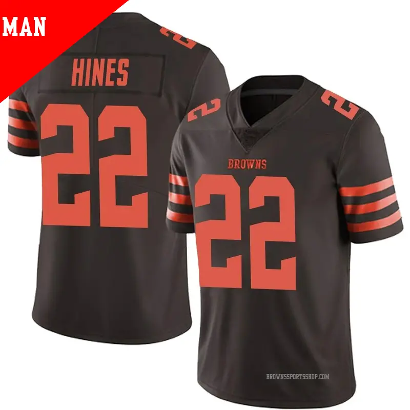 Men s 22 Nyheim Hines Cleveland Browns Limited Brown Color Rush Jersey